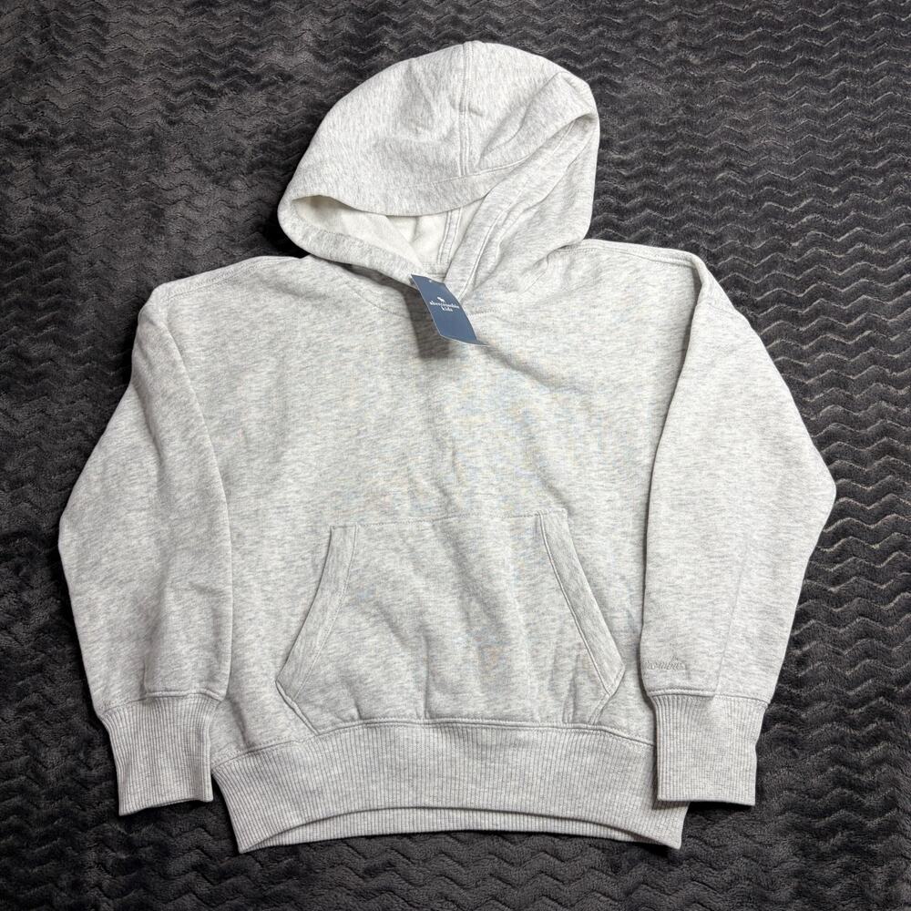 Abercrombie & Fitch Soft Essentials fleece pullover hoodie gray kid Size 7/8 NWT